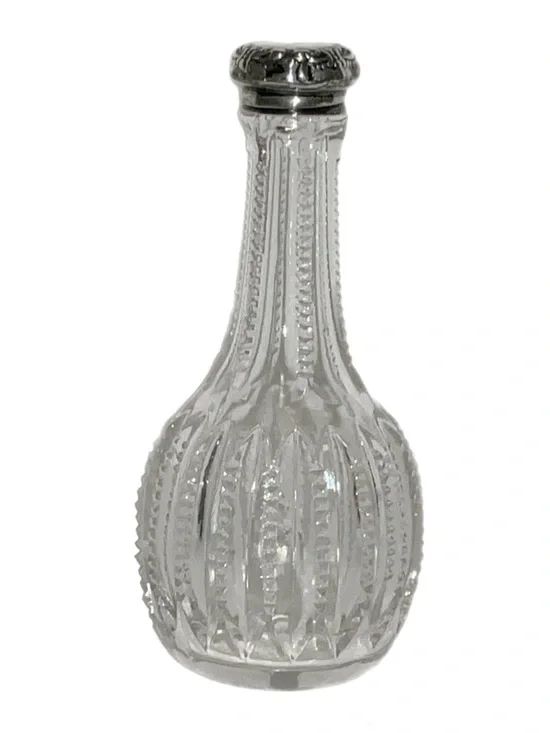 Cut Glass Perfume Bottle with Sterling Silver Cap - Vintage - Picture 1 of 4